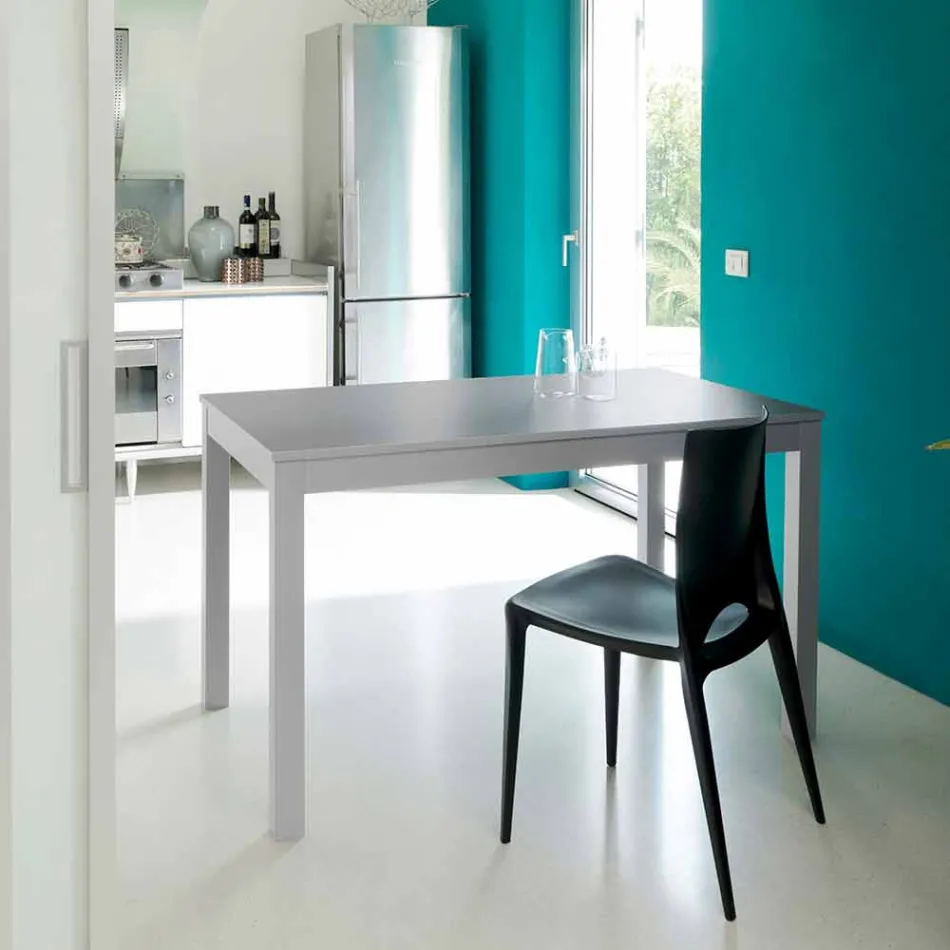 Uitschuifbare tafel met poten in beukenhout, L130 / 210xP80cm, Denisio Viadurini