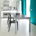 Uitschuifbare tafel met poten in beukenhout, L130 / 210xP80cm, Denisio Viadurini