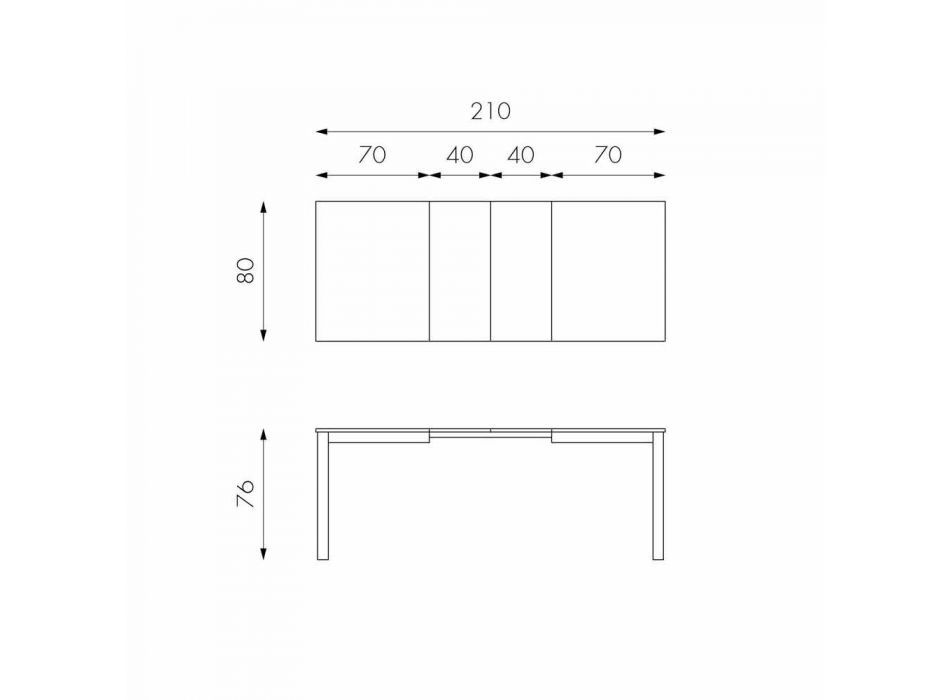 Uitschuifbare tafel met poten in beukenhout, L130 / 210xP80cm, Denisio Viadurini