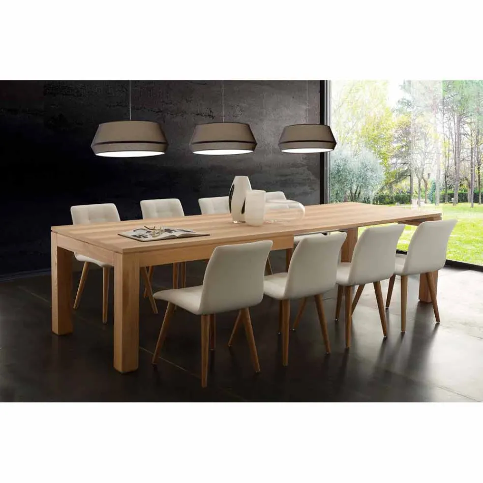 Uitbreiding van tafel met massief houten poten en top listellare Indiana Viadurini