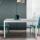 Uitschuifbare tafel met witte metalen poten en melamineblad - Shaila Viadurini