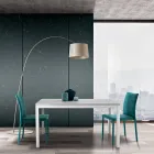 Uitschuifbare tafel met witte metalen poten en melamineblad - Shaila Viadurini