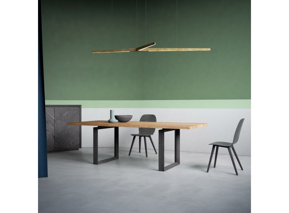 Uitschuifbare tafel met ontschorst blad en rand Made in Italy - Aravis Viadurini