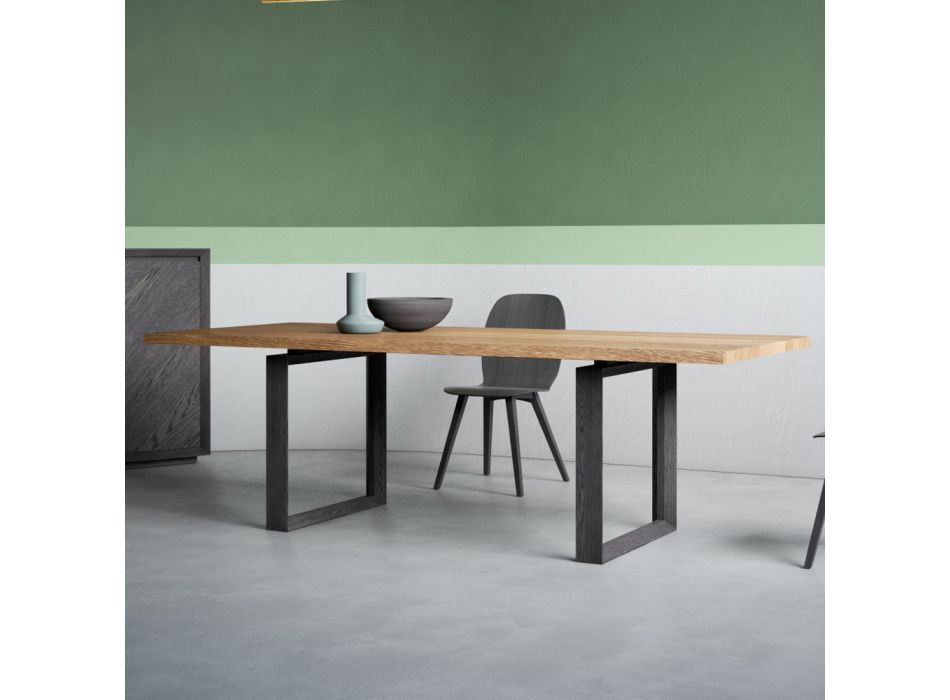 Uitschuifbare tafel met ontschorst blad en rand Made in Italy - Aravis Viadurini