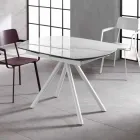 Uitschuifbare tafel met keramische top en metalen poten, Lozzolo Viadurini