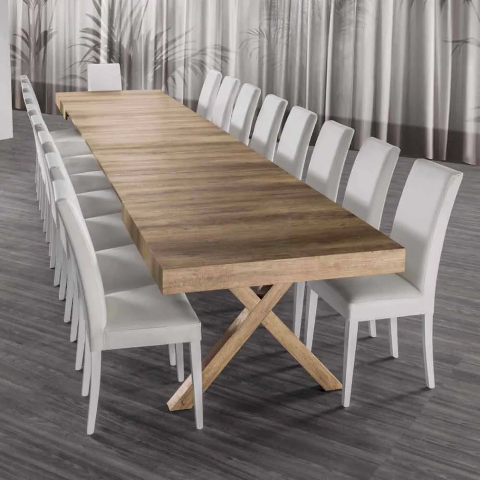 Uitschuifbare tafel, met melamine houten blad - Atessa Viadurini