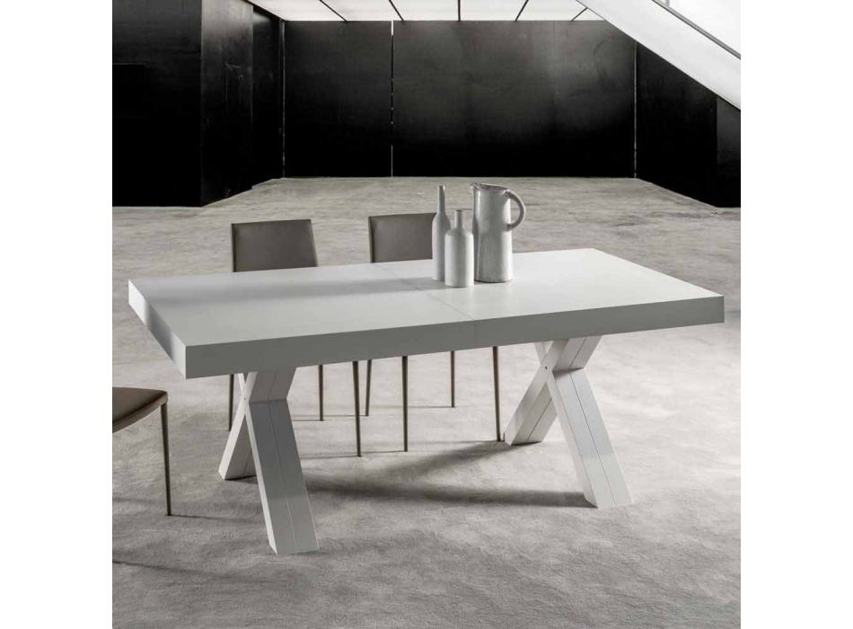 Uitschuifbare tafel, met melamine houten blad - Atessa Viadurini