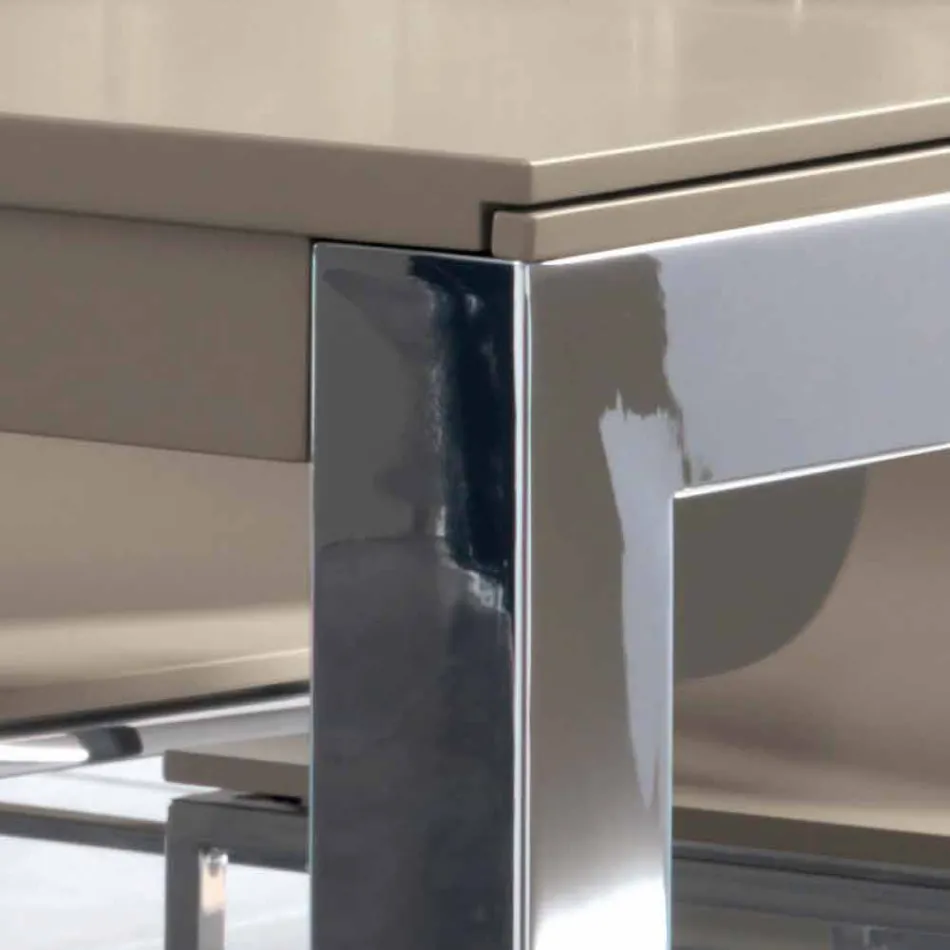 Uitschuifbare tafel met Tanganika walnotenhouten blad en metalen poten - Ketla Viadurini