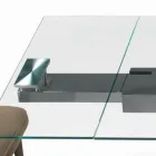 Uitschuifbare tafel met glazen blad Made in Italy - Equatore Viadurini