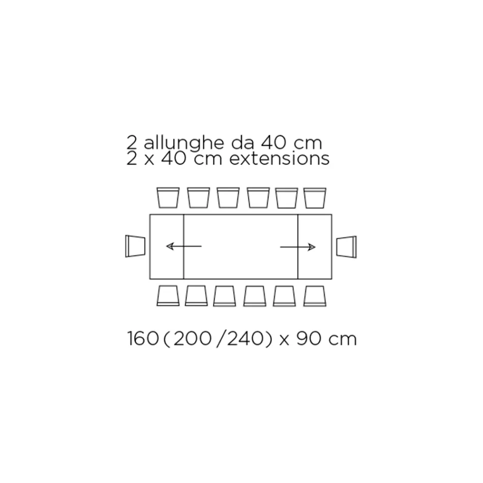 Uitschuifbare tafel met glazen blad Made in Italy - Equatore Viadurini