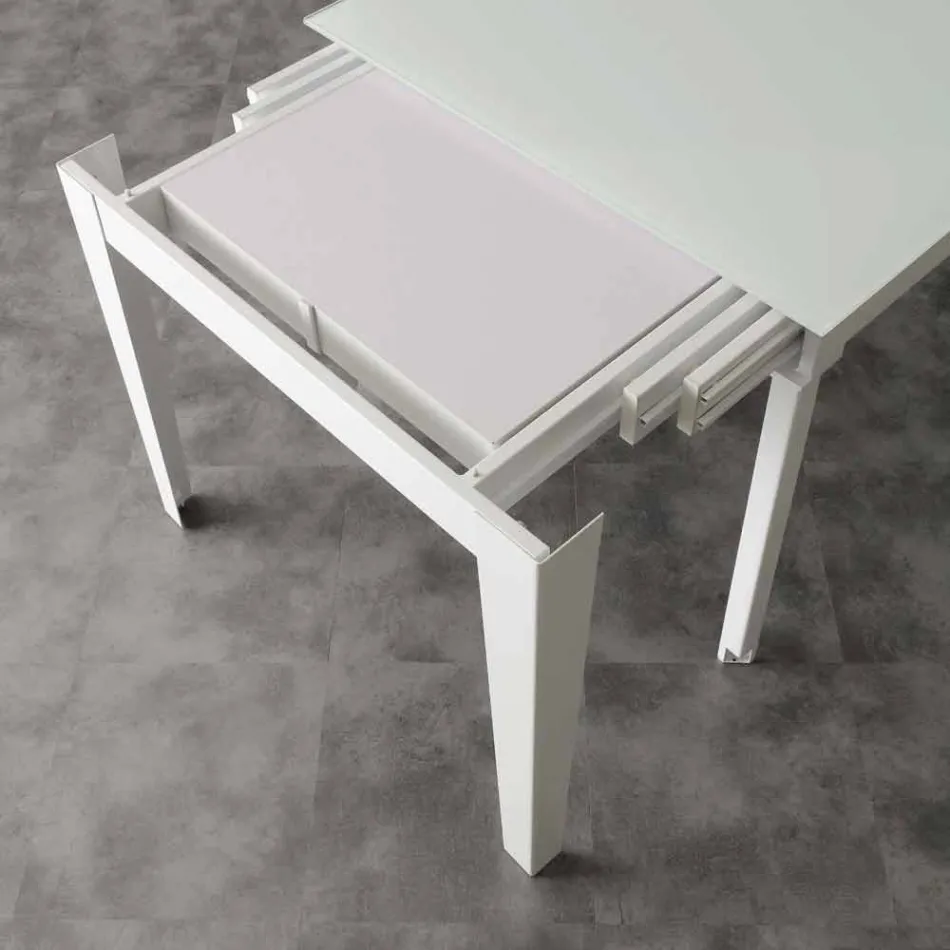 Tafel met top gehard glas Baltimore modern Viadurini