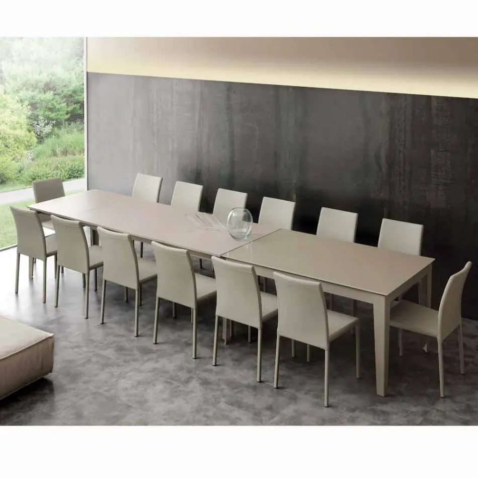 Tafel met top gehard glas Baltimore modern Viadurini