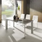 Zeno tafel met taupe gelakt gehard glas top Viadurini