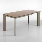 Zeno tafel met taupe gelakt gehard glas top Viadurini