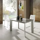 Zeno tafel met taupe gelakt gehard glas top Viadurini