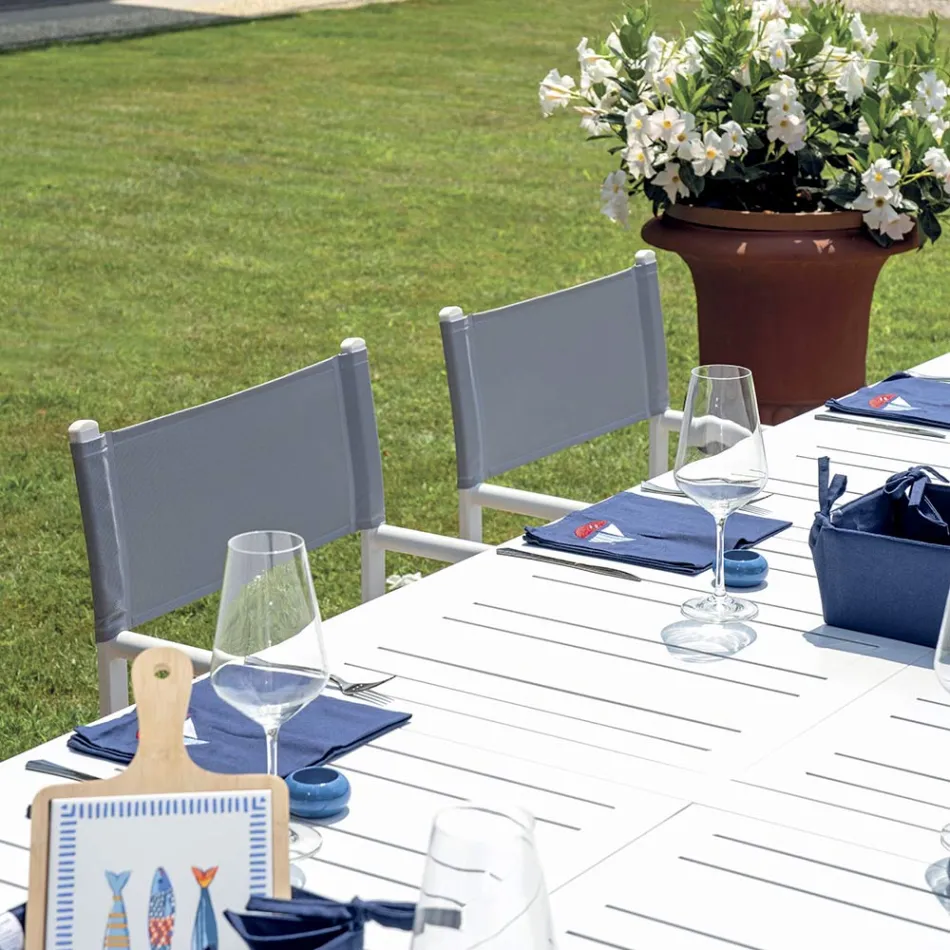 Uitschuifbare buitentafel met aluminium lattenbodem - Supernova Viadurini