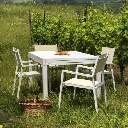 Uitschuifbare tuintafel volledig gemaakt van aluminium - blad Viadurini