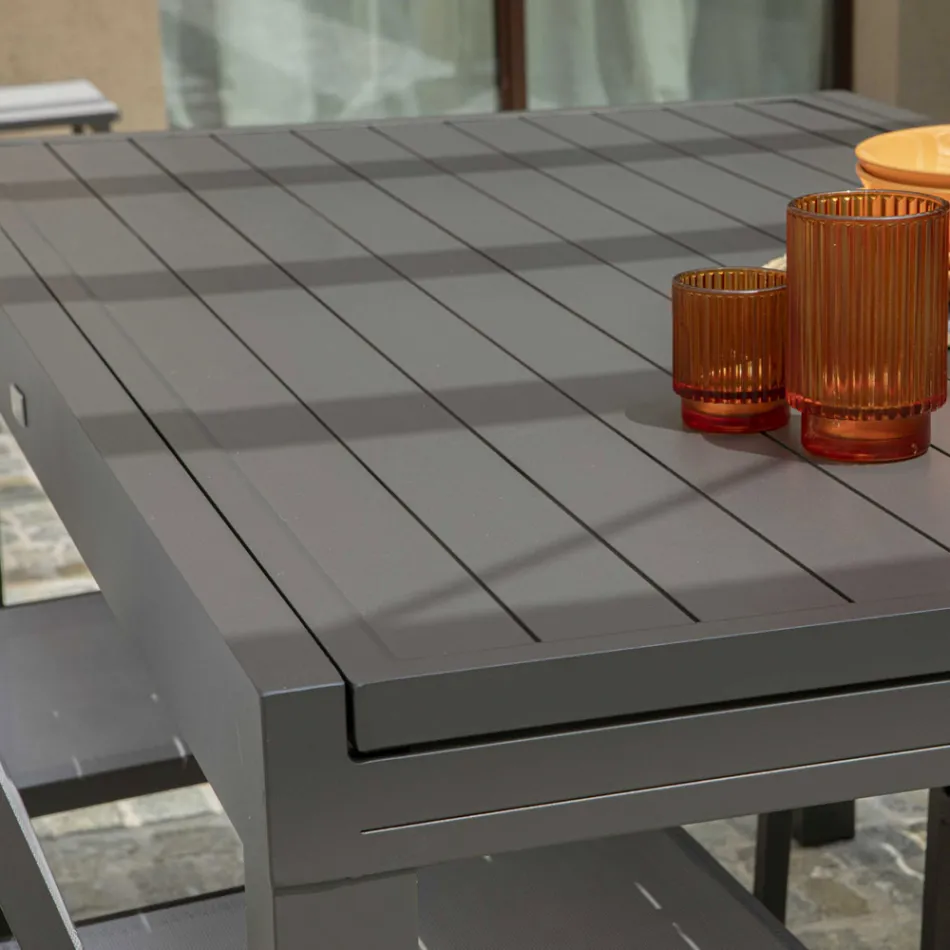Uitschuifbare tuintafel volledig gemaakt van aluminium - blad Viadurini