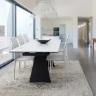 Uitschuifbare eettafel 240 cm glas en keramiek blad - Barone Viadurini