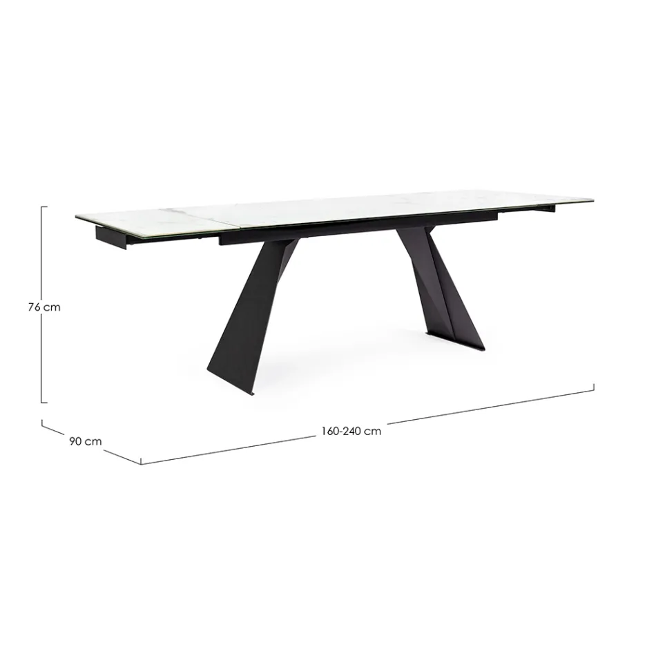 Uitschuifbare eettafel 240 cm glas en keramiek blad - Barone Viadurini