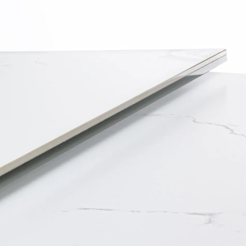 Uitschuifbare eettafel 240 cm glas en keramiek blad - Barone Viadurini