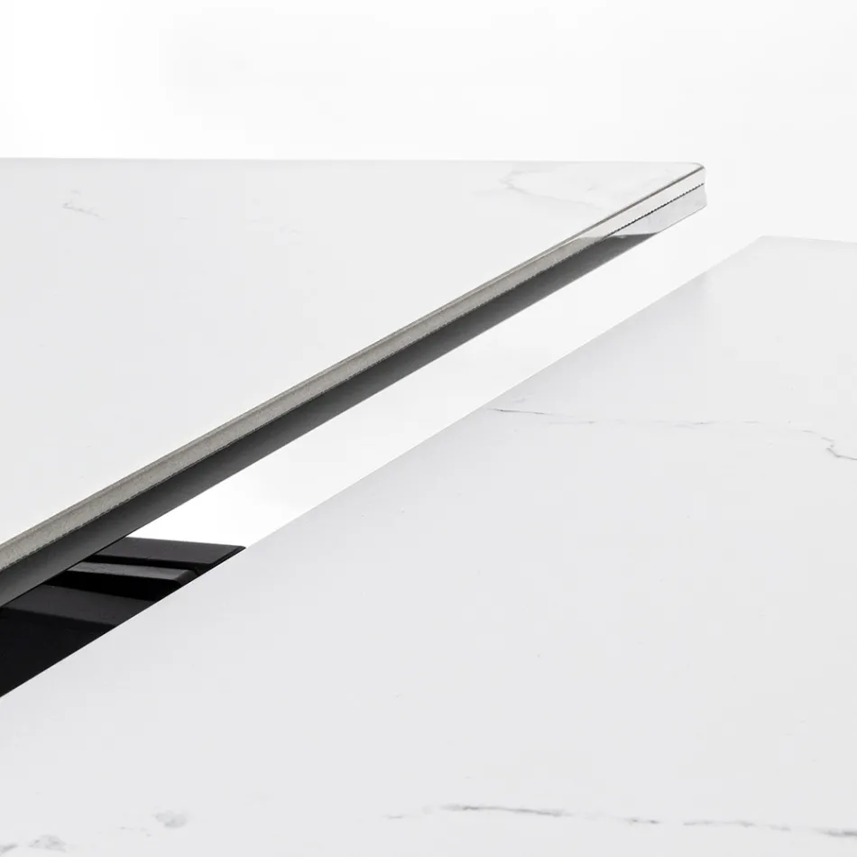 Uitschuifbare eettafel 240 cm glas en keramiek blad - Barone Viadurini