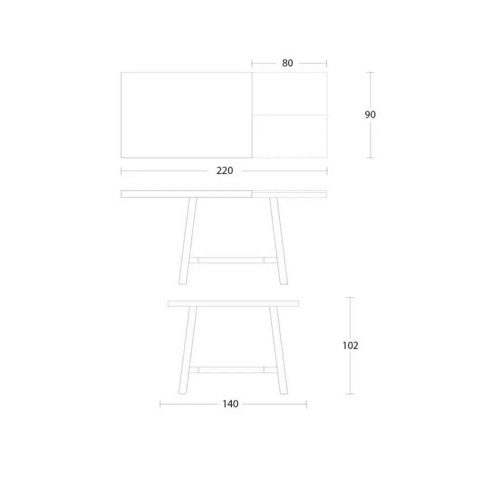 Uitschuifbare eettafel in hout en metaal tot 280 cm - Gallotto Viadurini