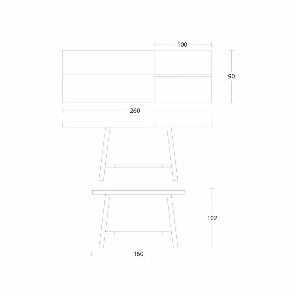 Uitschuifbare eettafel in hout en metaal tot 280 cm - Gallotto Viadurini