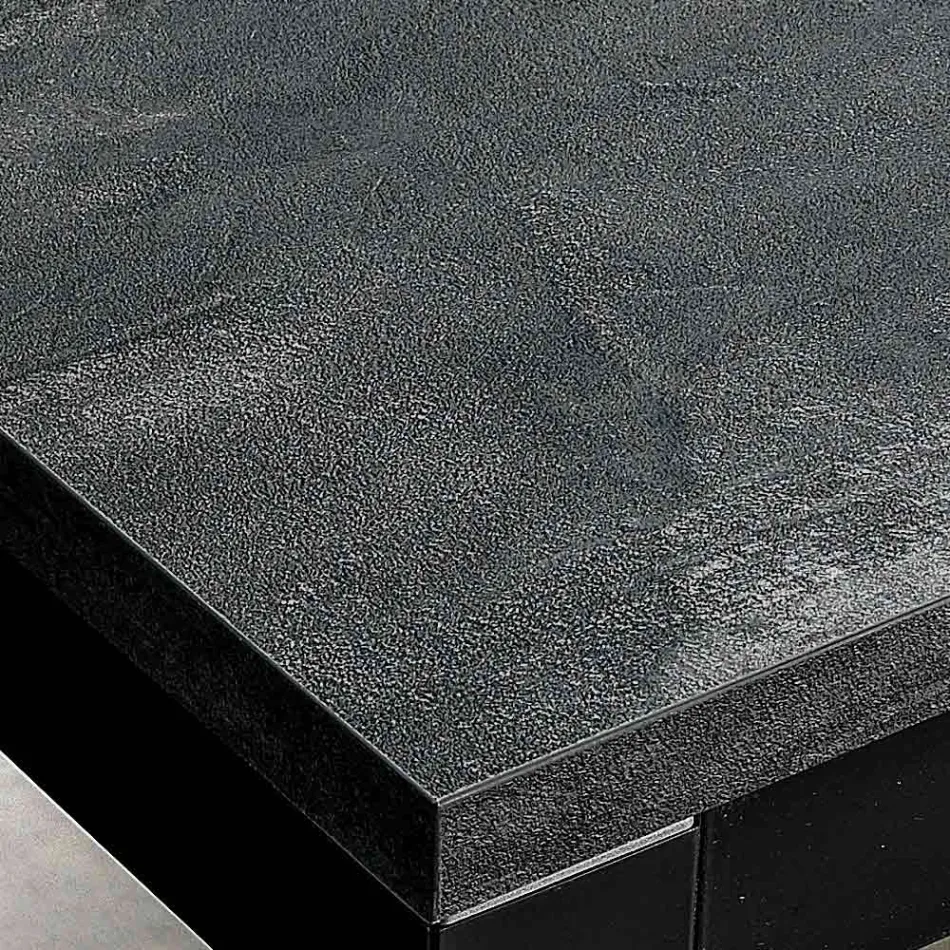 Uitschuifbare woonkamertafel met melamine blad en metalen poten - Shaila Viadurini