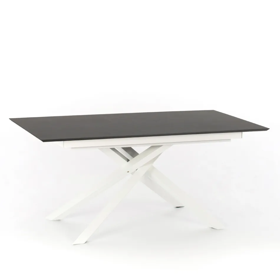 Uitschuifbare design tafel met metalen poten, Lucera Viadurini