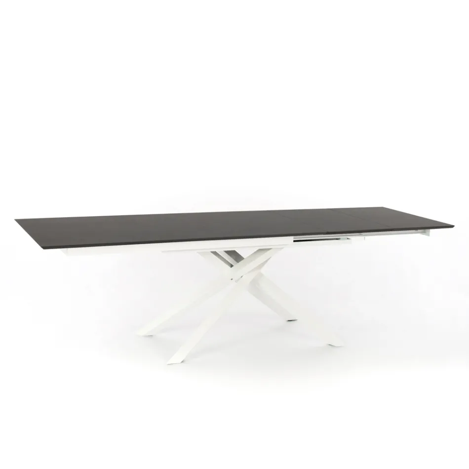 Uitschuifbare design tafel met metalen poten, Lucera Viadurini