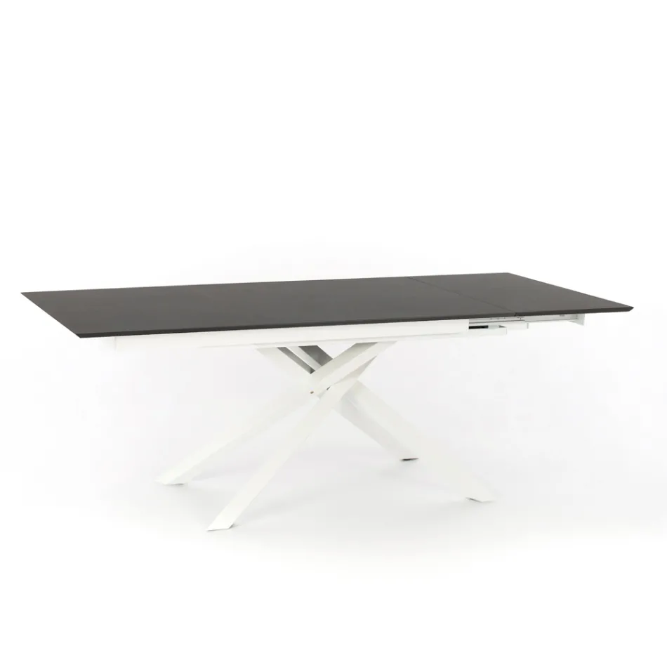 Uitschuifbare design tafel met metalen poten, Lucera Viadurini