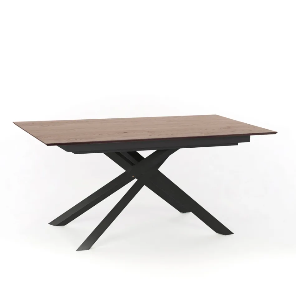 Uitschuifbare design tafel met metalen poten, Lucera Viadurini