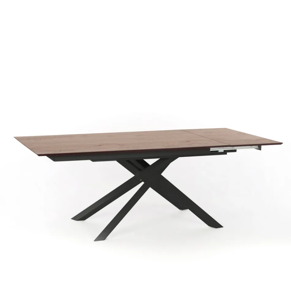 Uitschuifbare design tafel met metalen poten, Lucera Viadurini