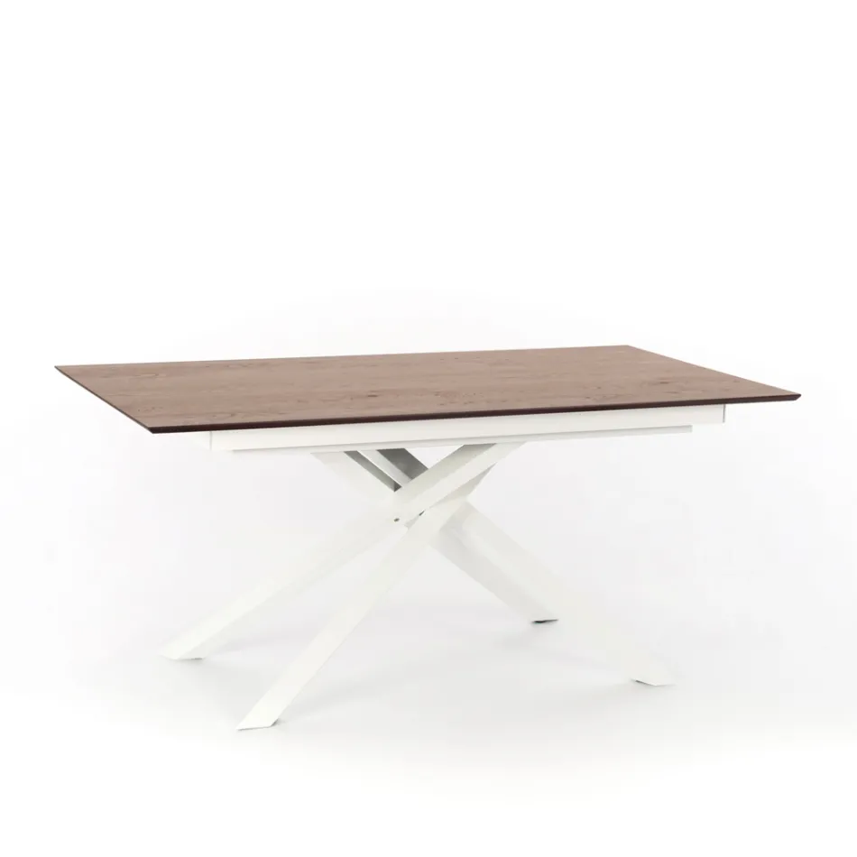 Uitschuifbare design tafel met metalen poten, Lucera Viadurini