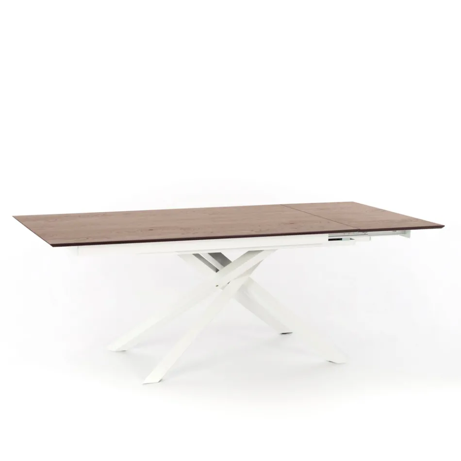 Uitschuifbare design tafel met metalen poten, Lucera Viadurini