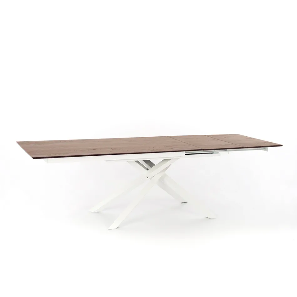 Uitschuifbare design tafel met metalen poten, Lucera Viadurini