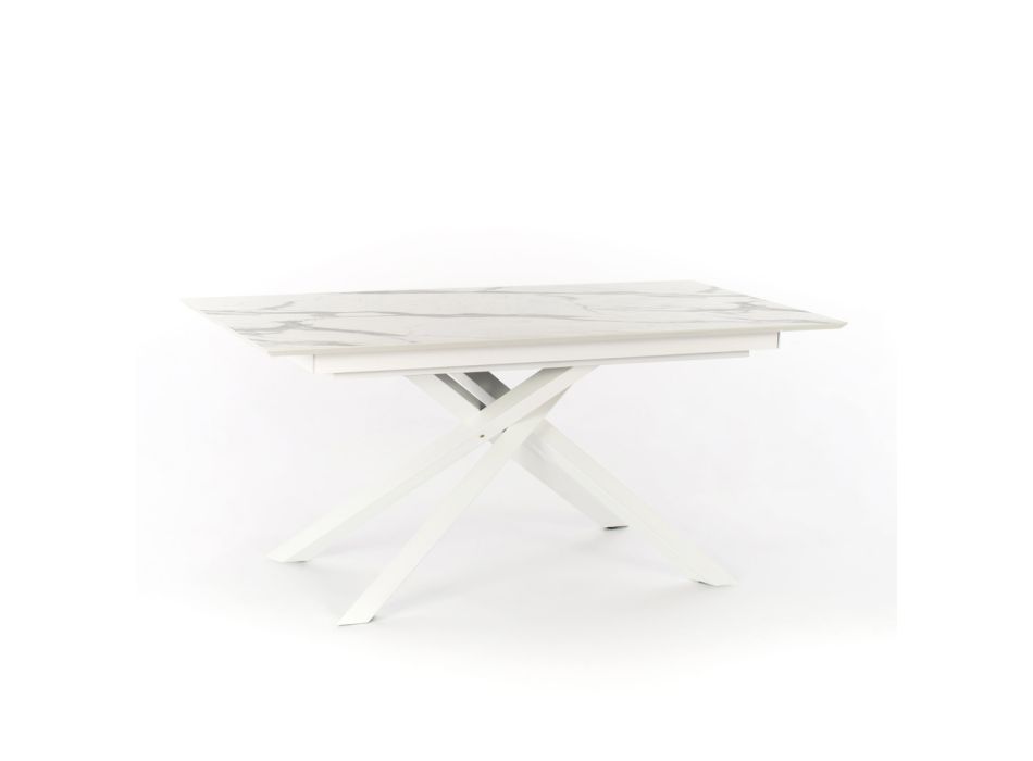 Uitschuifbare design tafel met metalen poten, Lucera Viadurini