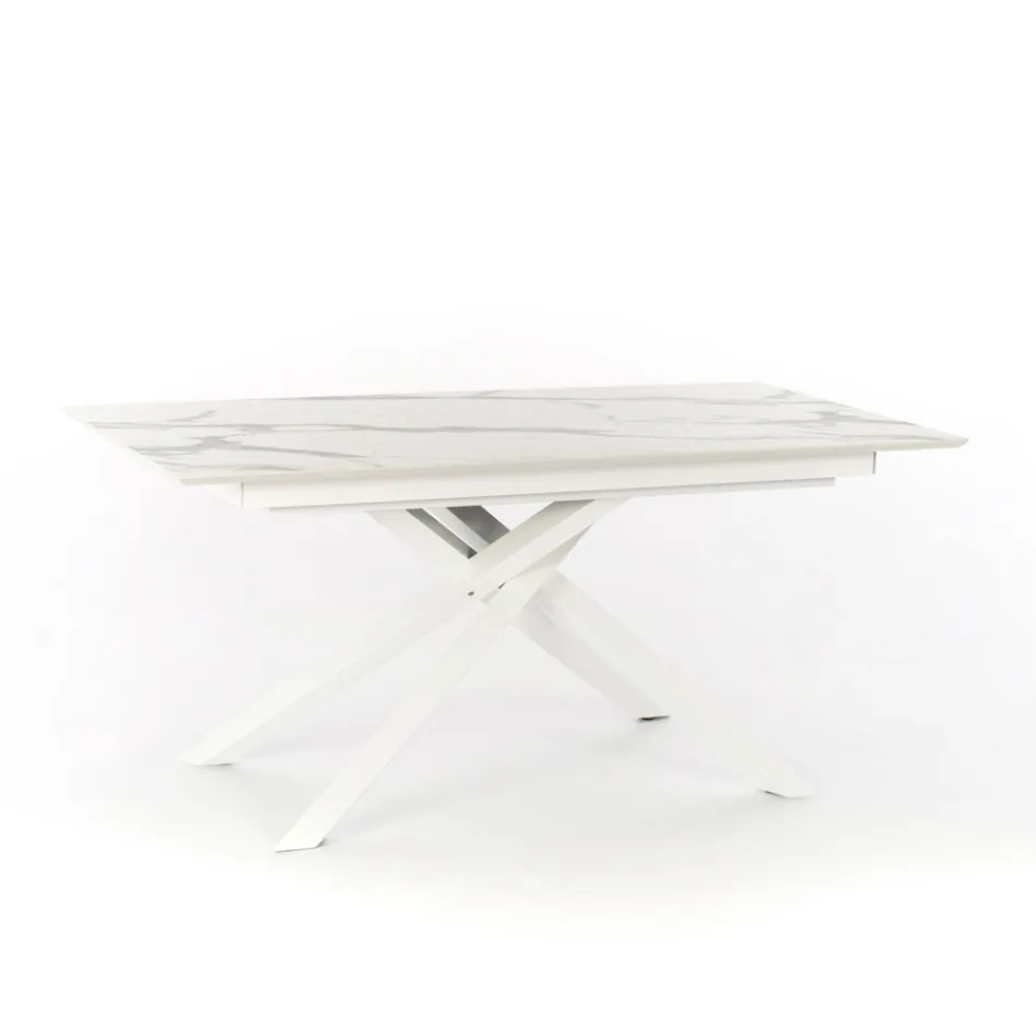 Uitschuifbare design tafel met metalen poten, Lucera Viadurini