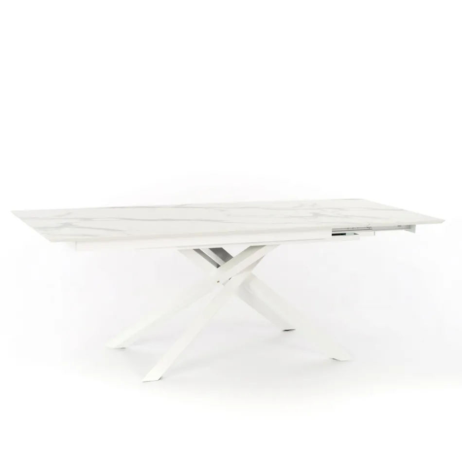 Uitschuifbare design tafel met metalen poten, Lucera Viadurini