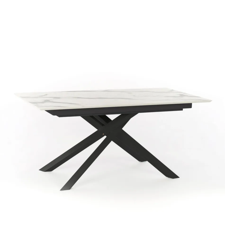 Uitschuifbare design tafel met metalen poten, Lucera Viadurini