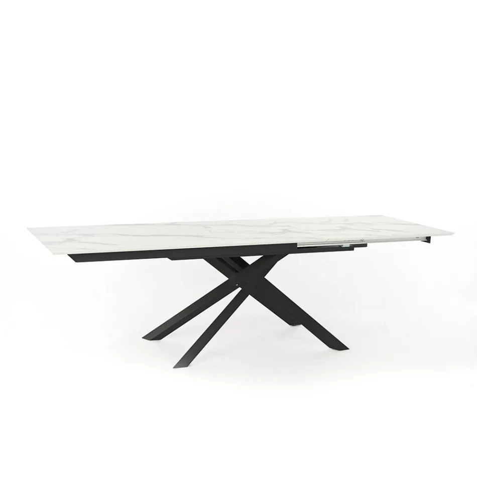 Uitschuifbare design tafel met metalen poten, Lucera Viadurini