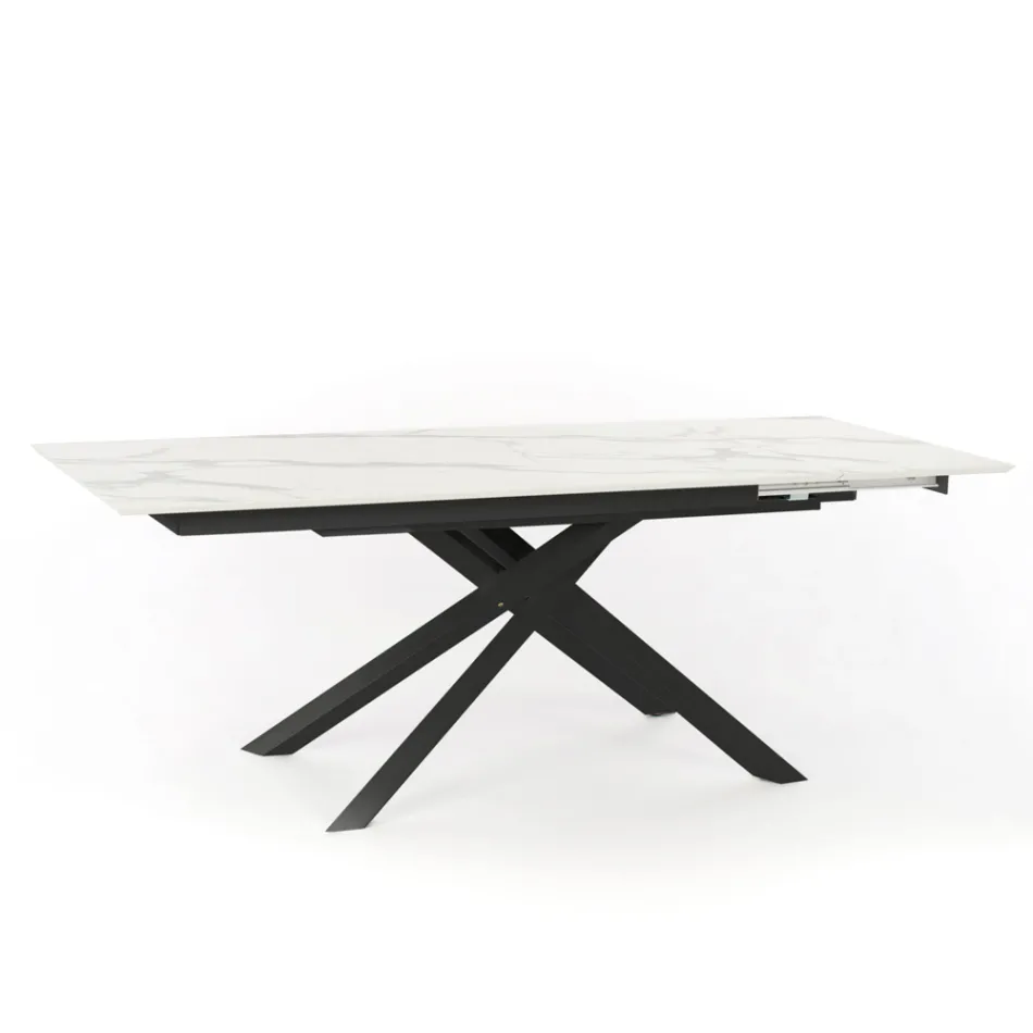 Uitschuifbare design tafel met metalen poten, Lucera Viadurini
