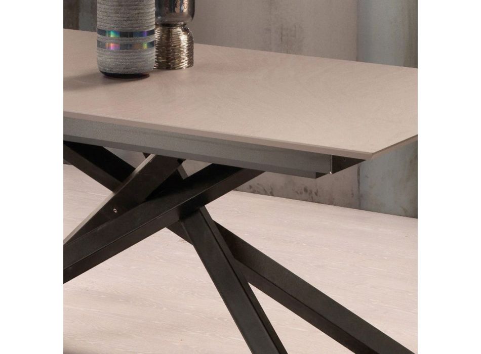 Uitschuifbare design tafel met metalen poten, Lucera Viadurini