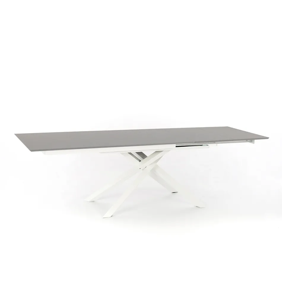 Uitschuifbare design tafel met metalen poten, Lucera Viadurini