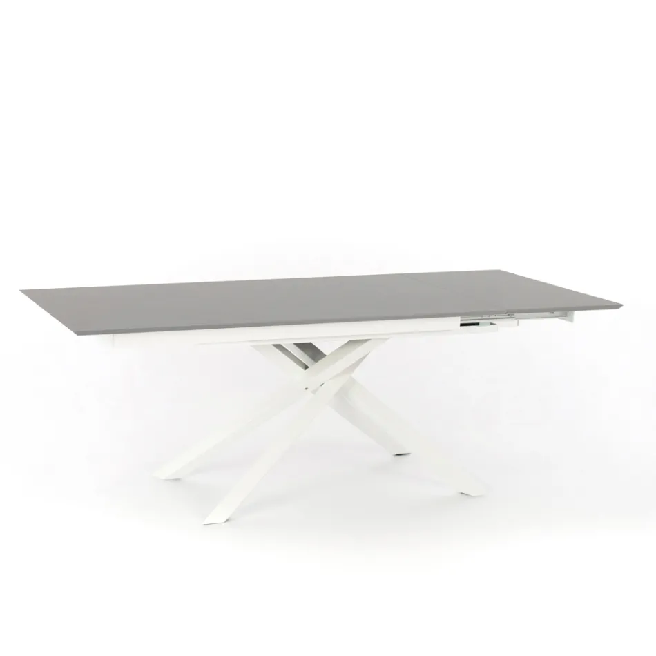 Uitschuifbare design tafel met metalen poten, Lucera Viadurini