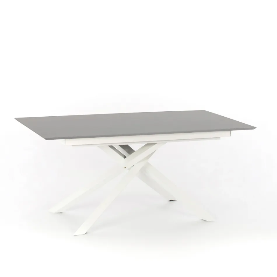 Uitschuifbare design tafel met metalen poten, Lucera Viadurini