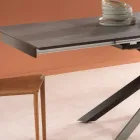 Uitschuifbare design tafel met metalen poten, Lucera Viadurini