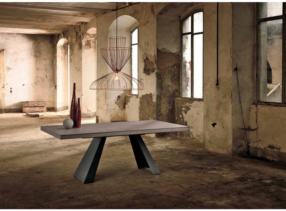 Uitschuifbare designtafel in eikenhout gemaakt in Italië Zerba Viadurini