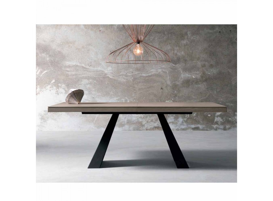 Uitschuifbare designtafel in eikenhout gemaakt in Italië Zerba Viadurini